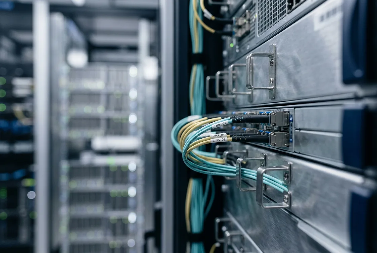 Серверное оборудование дата-центра для высокоскоростной обработки потоков данных.